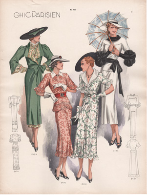 vintage fashion prints art deco chic parisien 1936